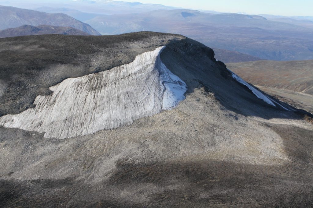 The Storfonne ice patch, photographed in September 2014 during a major melt.