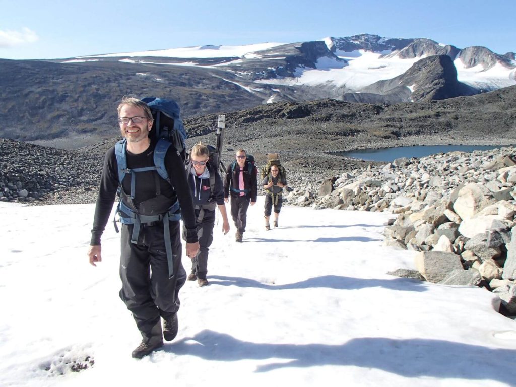 Going up to the 2000 m+ site in the Jotunheimen Mountains