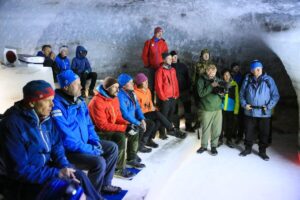 The crown pronce in the Juvfonne ice tunnel